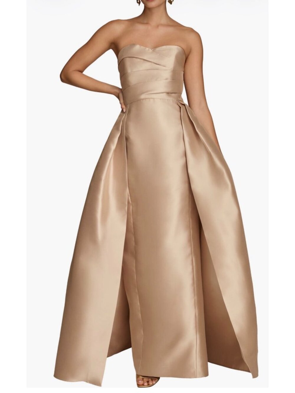 DONNA KARAN strapless gold gown maxi dress size 6